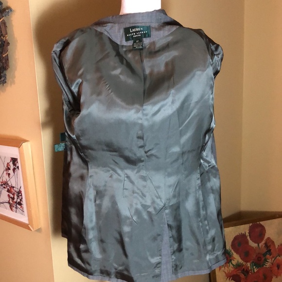 RALPH LAUREN Size 8 P Longline Blazer Wool blend Soft Gray 2-Button $189 NEW - Picture 7 of 13